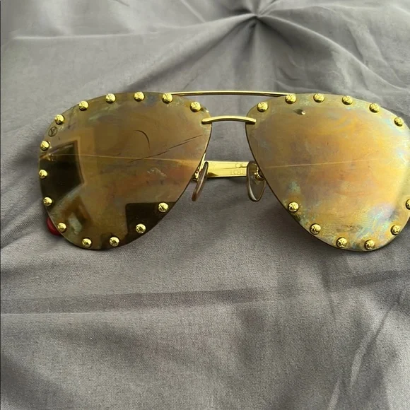 Louis Vuitton Gold Studded Aviator Sunglasses Louis Vuitton Z1115U The Party Tiger Lenses Studded Gold  main image 4